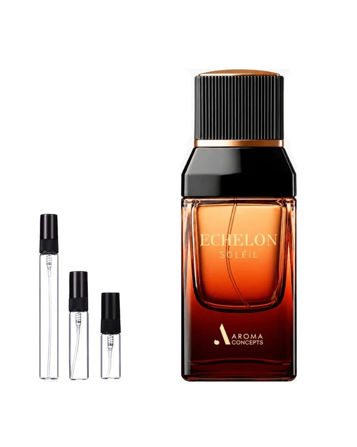Aroma Concepts Echelon Soleil sample – decant naast de volle fles ter herkenning