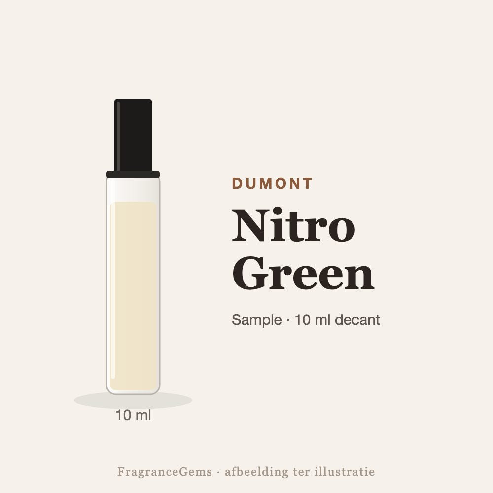 Dumont Nitro Green sample – 10 ml decant in glazen sprayflesje