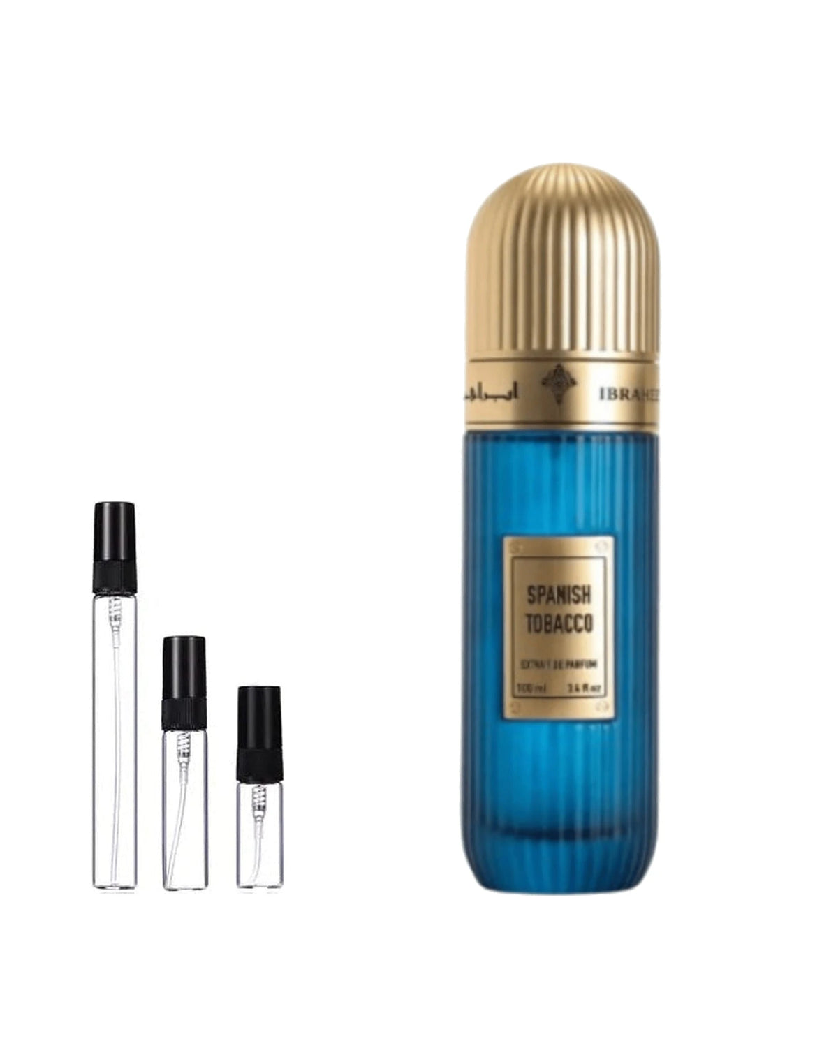 Ibraheem Al Qurashi Spanish Tobacco sample – 10 ml decant in glazen sprayflesje