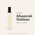 Lattafa Khamrah Dukhan sample – 10 ml decant in glazen sprayflesje