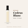 Rayhaan Cedrus Blanc sample – 10 ml decant in glazen sprayflesje