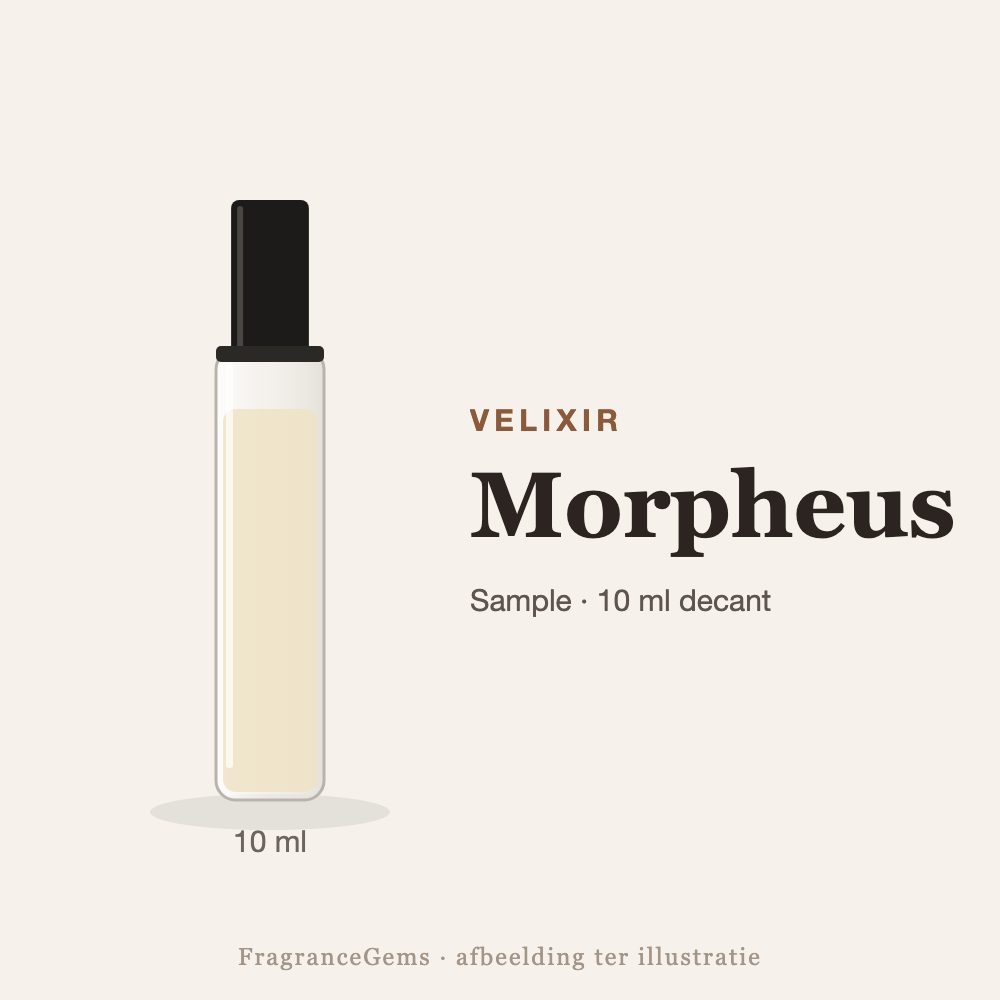Velixir Morpheus sample – 10 ml decant in glazen sprayflesje